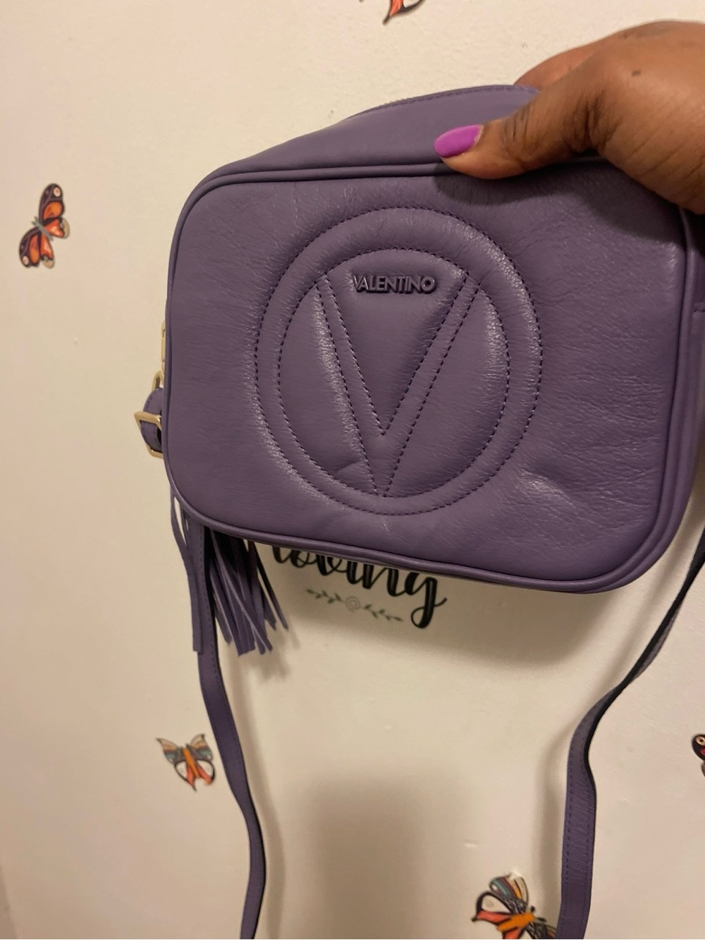 Valentino Lavender Crossbody Camera Bag